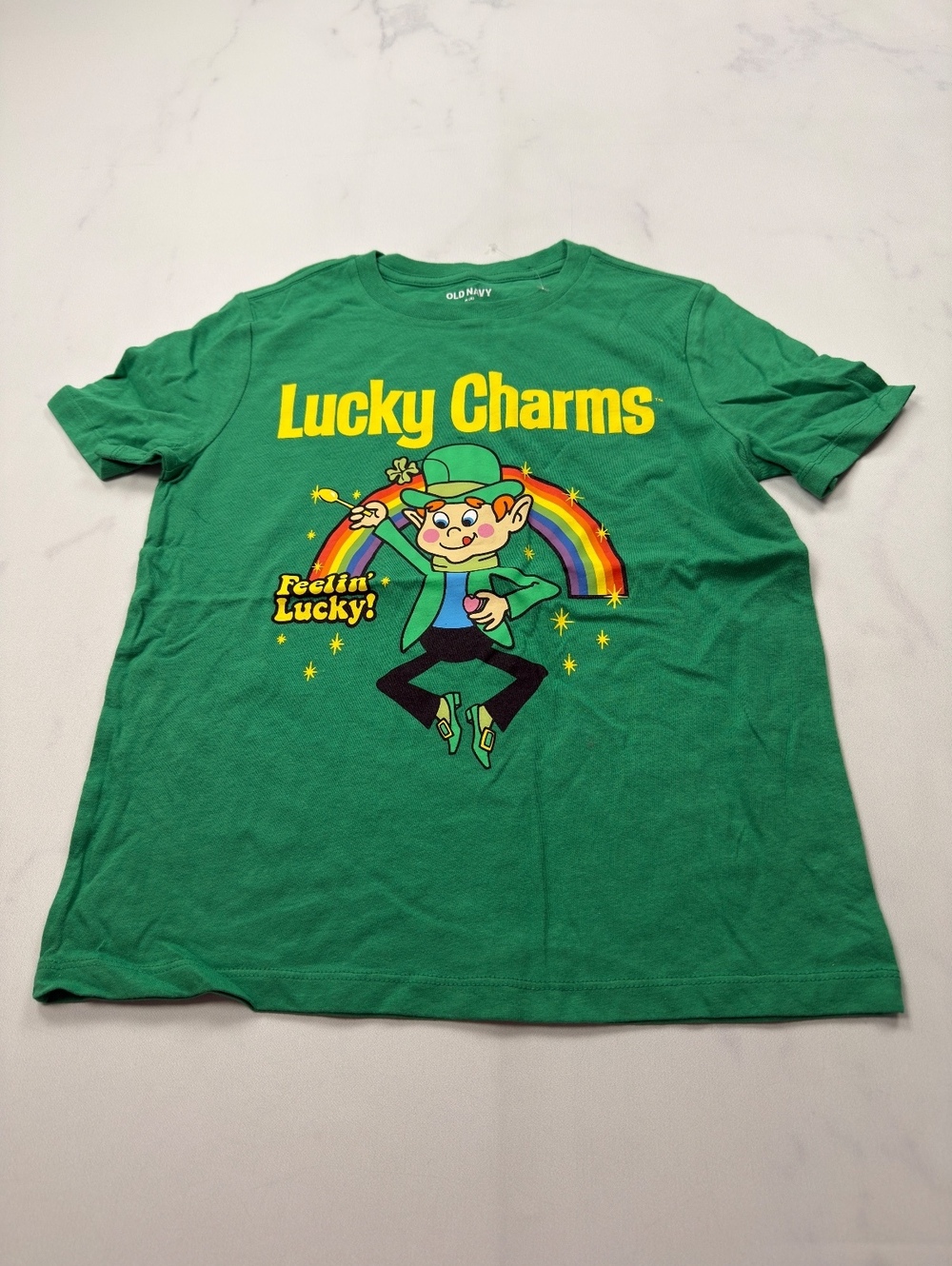 Old Navy Lucky Charms Graphic Tee Green 2010s Retro - Boys M